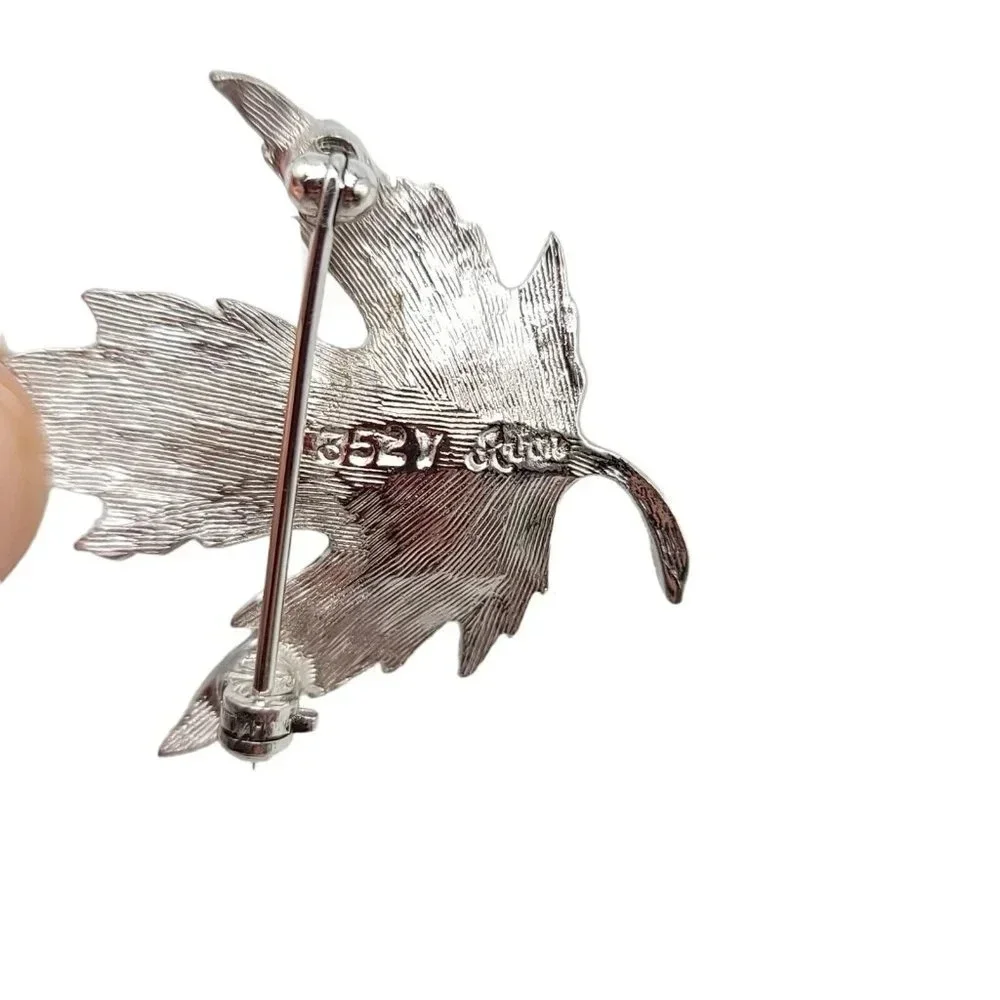 Avon of Belleville Signed Marcel Boucher Canadian Leaf Silver Tone Pin Brooch